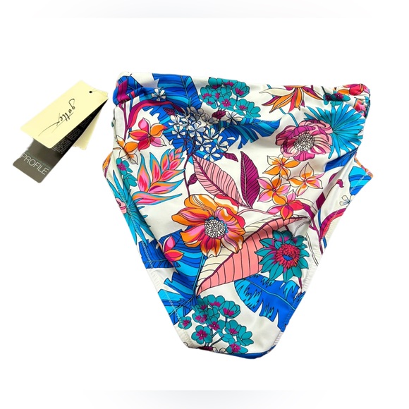 PROFILE BY GOTTEX high waist white floral multicolor full coverage swim bottoms - Picture 3 of 6